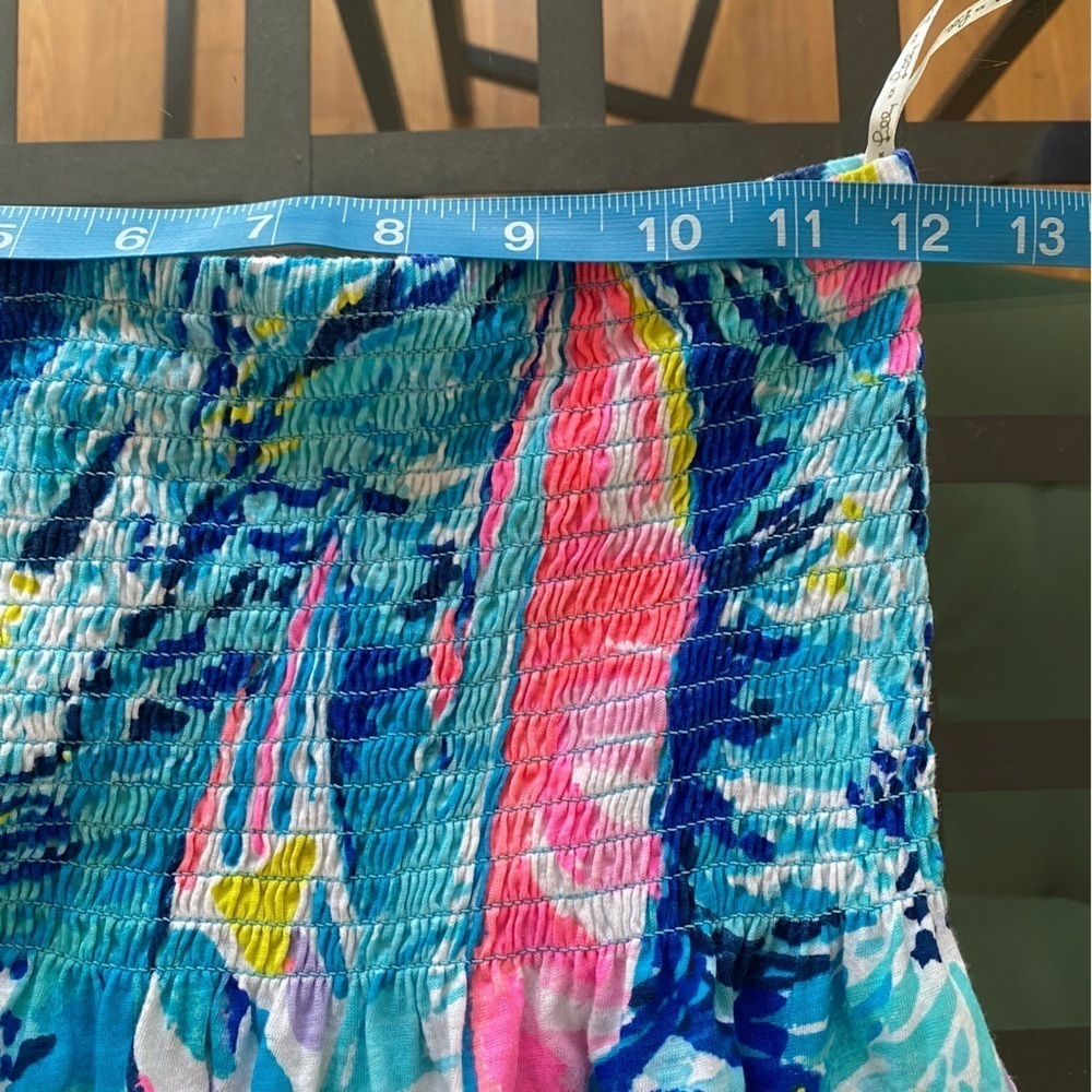 Lilly Pulitzer Sparkling Blue Hey Bay Bay Smocked Tassel Trina Beach Dress Small - Picture 12 of 15